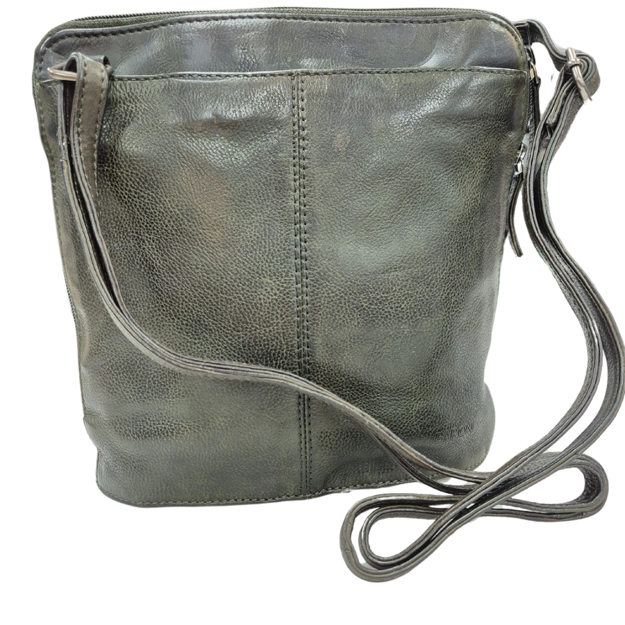 Large Bucket Washed Leather Handbag - Olive