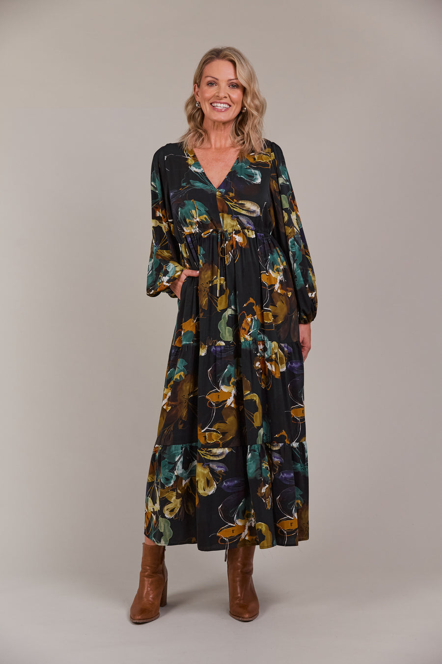 Elsie Maxi Dress - Botanical Black