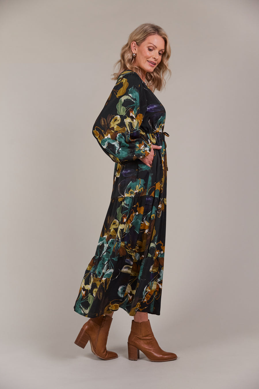 Elsie Maxi Dress - Botanical Black