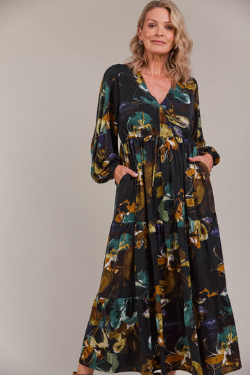 Elsie Maxi Dress - Botanical Black