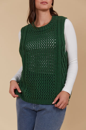 Luna Knit Vest - Pine