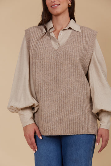 Miru Knit Vest - Taupe