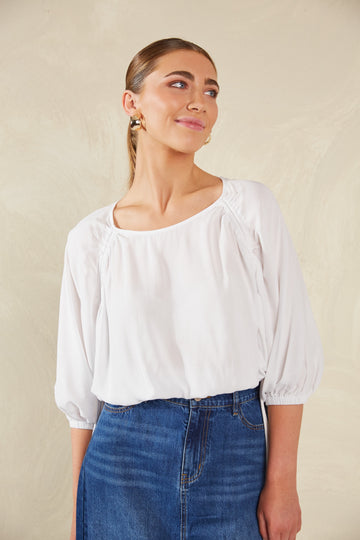 Palermo Drawstring Top - Bianco