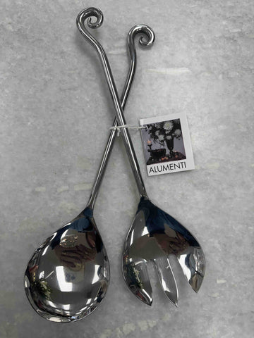 Stainless Steel Salad Server Set with Swirl - Set of 2