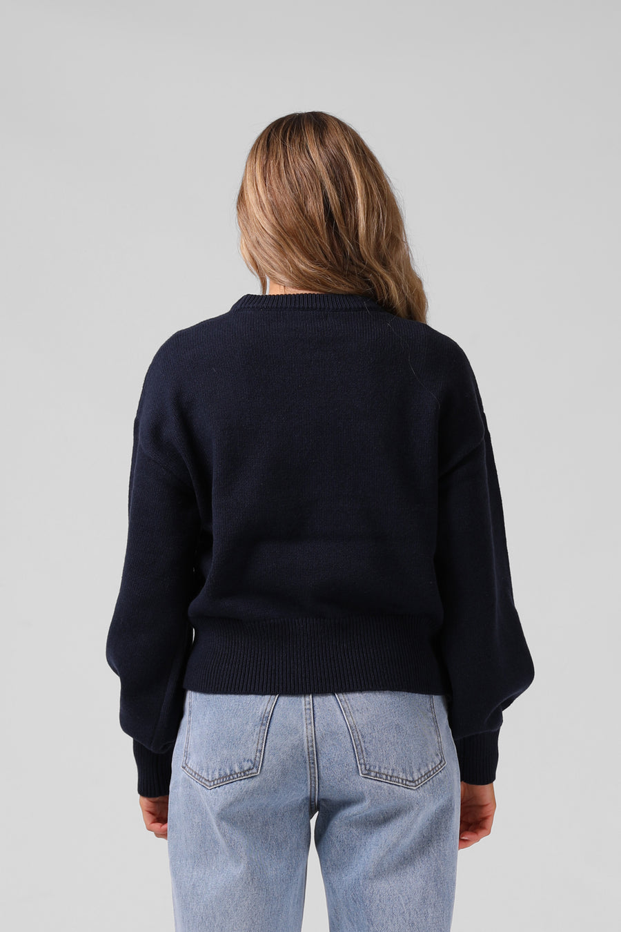 Ayla Varsity Knit - Navy