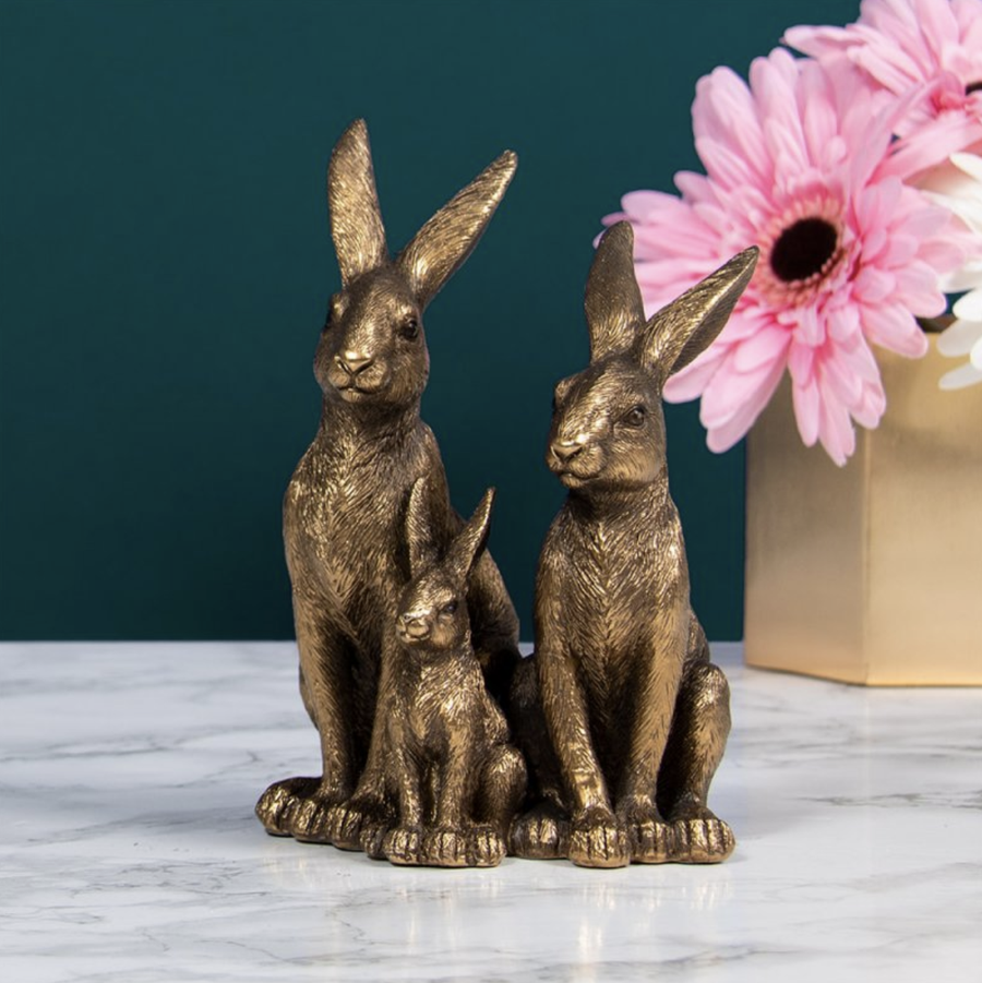 Bronzed Hares with Baby