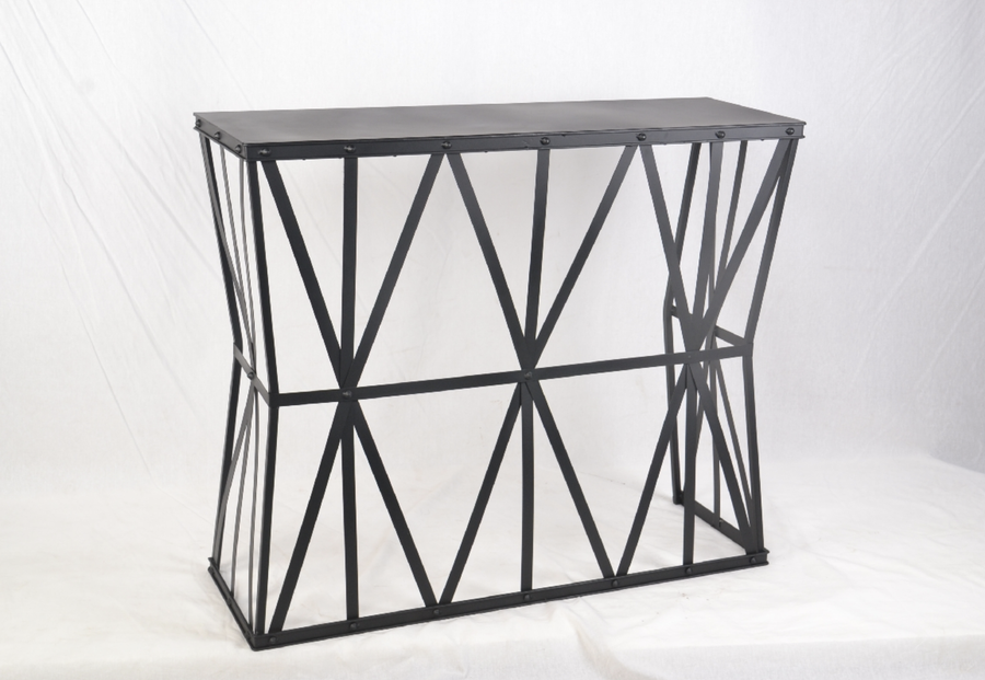 Black Lattice Rectangle Console Table