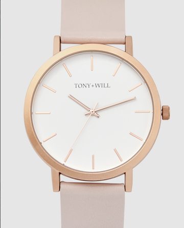 Classic Leather Watch - Rose Gold/White/Light Pink