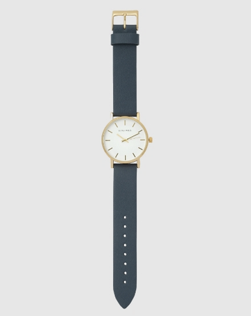 Small Classic Leather Watch - Gold/White/Navy