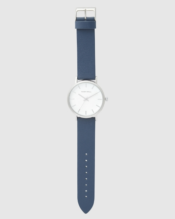 Classic Leather Watch - Navy/White/Silver