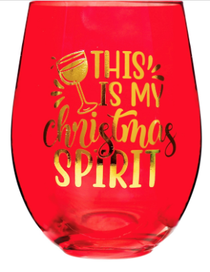 Stemless Wine Glass - Christmas Spirit