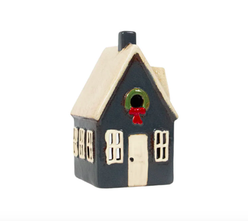 Alsace Tea Light Cottage - Navy with Wreath