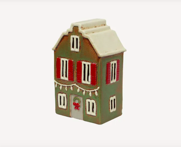 Alsace Tea Light House Christmas - Green with Shutters