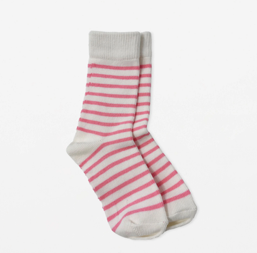 Sock - White with Pink Stripes