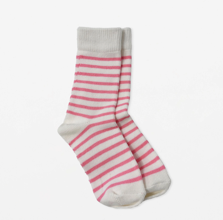 Sock - White with Pink Stripes