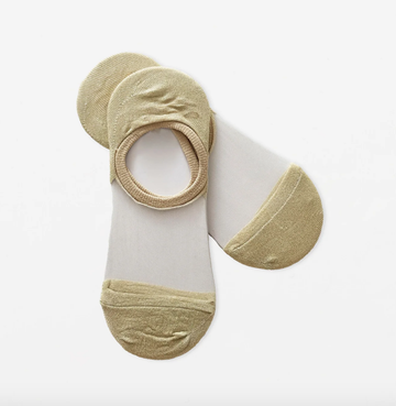 Sock Sheer No Show - Gold Lurex