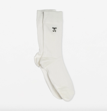 Sock - White with Black Bows