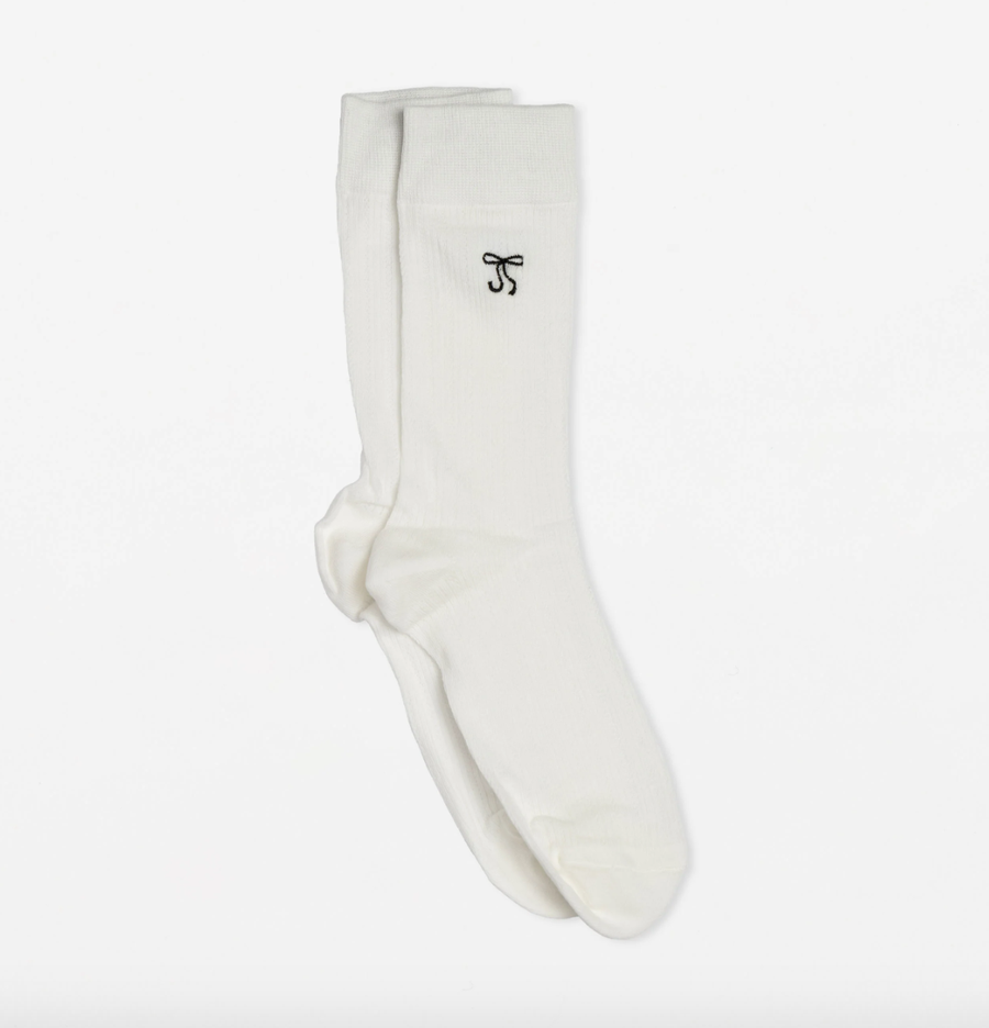 Sock - White with Black Bows