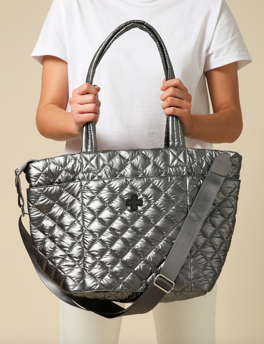 Quilted Tote Bag - Gunmetal