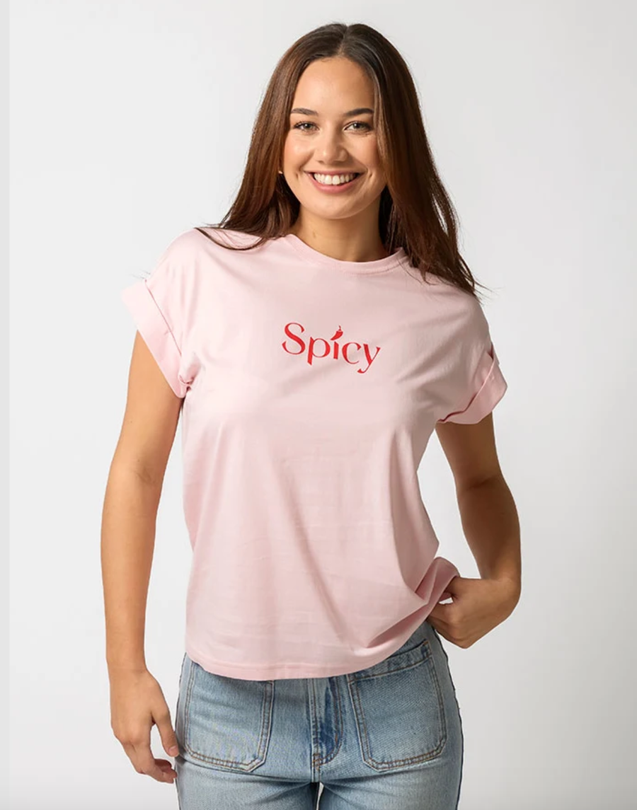 Cuff Sleeve T-Shirt - Spicy Pink