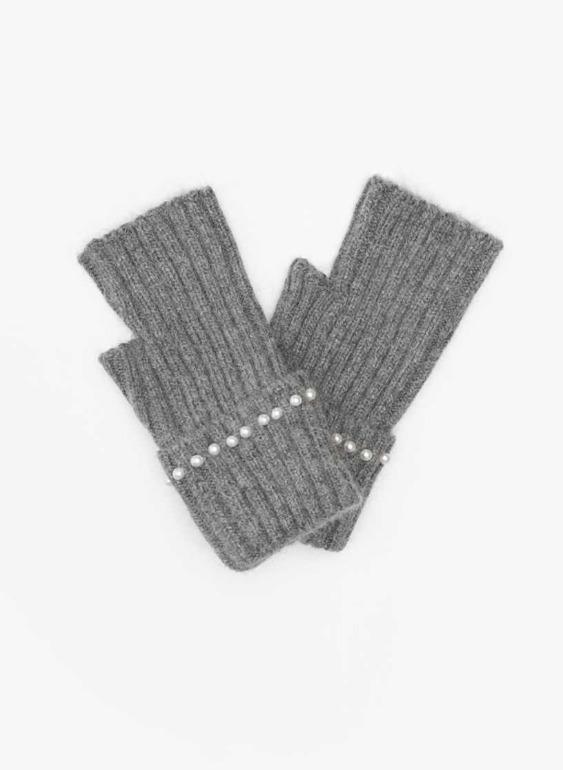 Pearl Fingerless Gloves - Grey