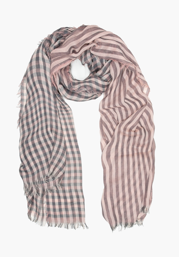 Gingham Check Scarf - Blush & Stone