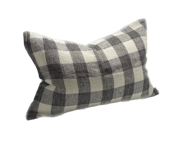 Linen Cushion Cover 40x60 - Ivory / Charcoal