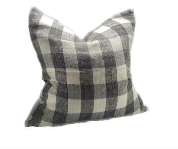 Linen Cushion Cover 55x55 - Ivory / Charcoal