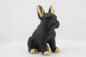 Sitting French Bulldog - Black with Gold Ears