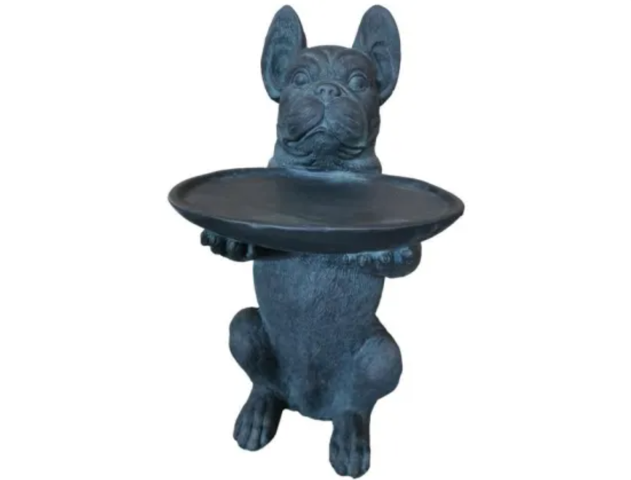 Black Fibre Clay Dog with Table