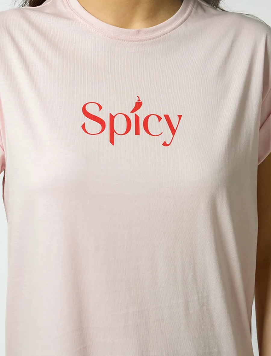 Cuff Sleeve T-Shirt - Spicy Pink