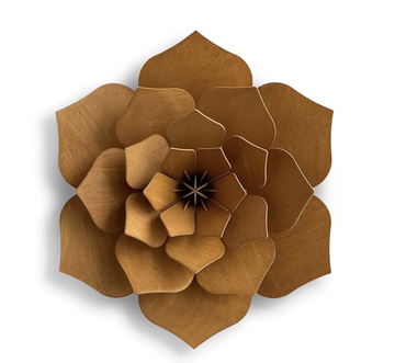 3D Wooden Decoration Flower, 24cm - Cinnamon Brown