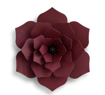 3D Wooden Decoration Flower, 48cm - Dark Red