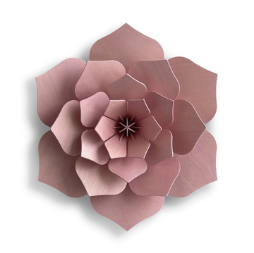 3D Wooden Decoration Flower, 24cm - Light Pink