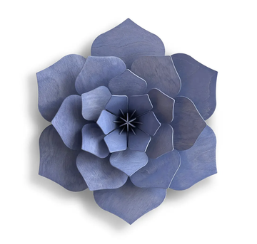 3D Wooden Decoration Flower, 34cm - Lavender Blue