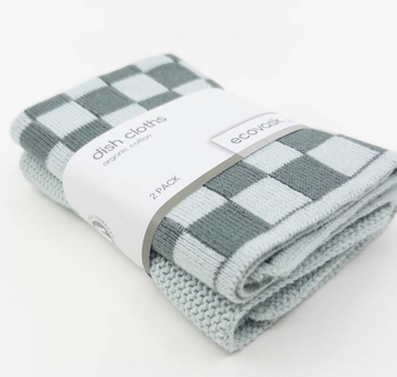 Dishcloths Mixed 2pk - Sea Foam/Chequer