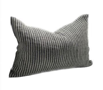 Rectangle Linen Cushion - Black Stripe