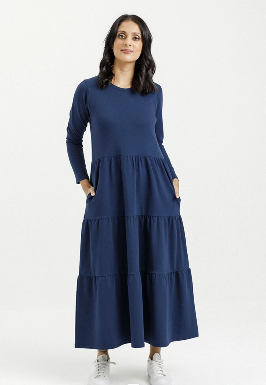 Kendall Long Sleeve Dress - Indigo Blue