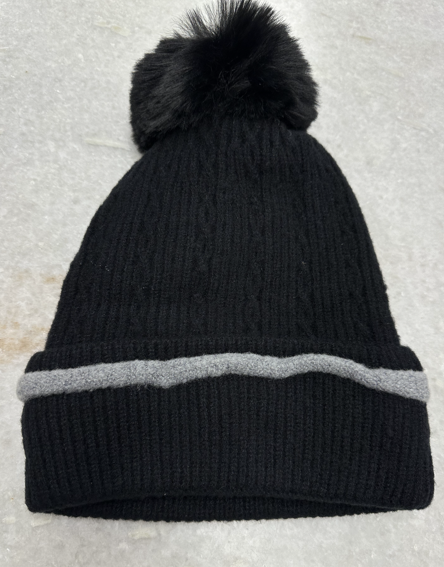 Trim Cashmere Beanie Black