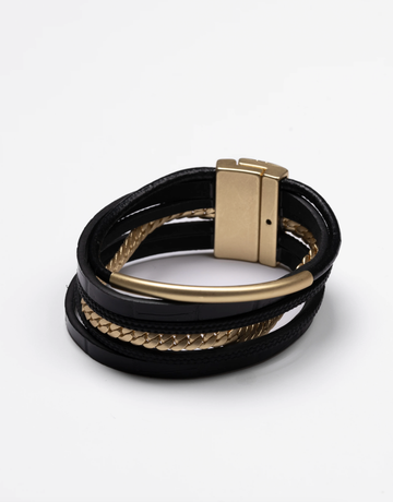 Bracelet - Wrap Black & Matt Gold