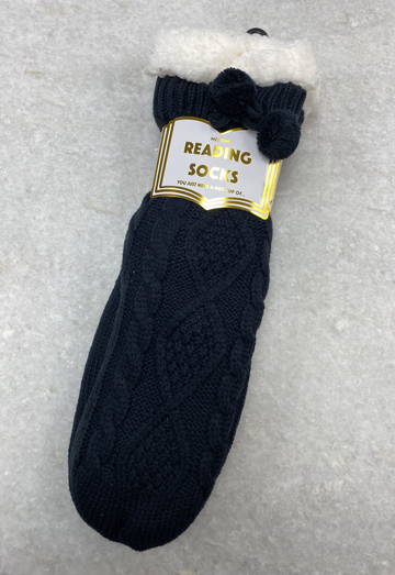 Reading Socks - Black Cable Knot Medium