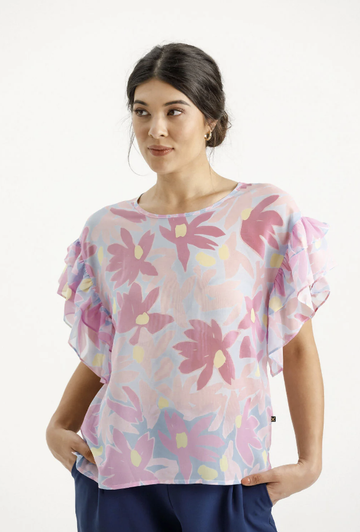 Evelyn Blouse - Sky Daisies