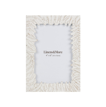 Fern Leaf 4x6 Photo Frame - White/Taupe