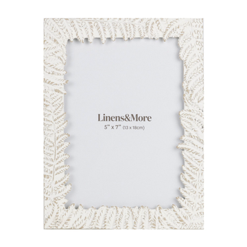 Fern Leaf 5x7 Photo Frame - White/Taupe