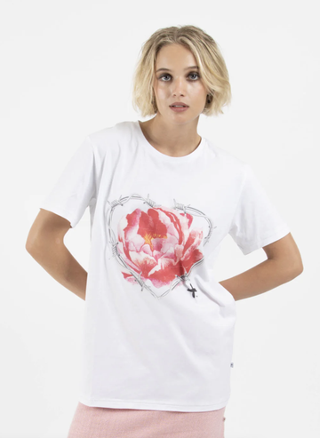 Rush Tee - Caged Rose/White