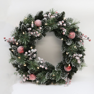 Wreath Bauble/Berry Frosted with Lights