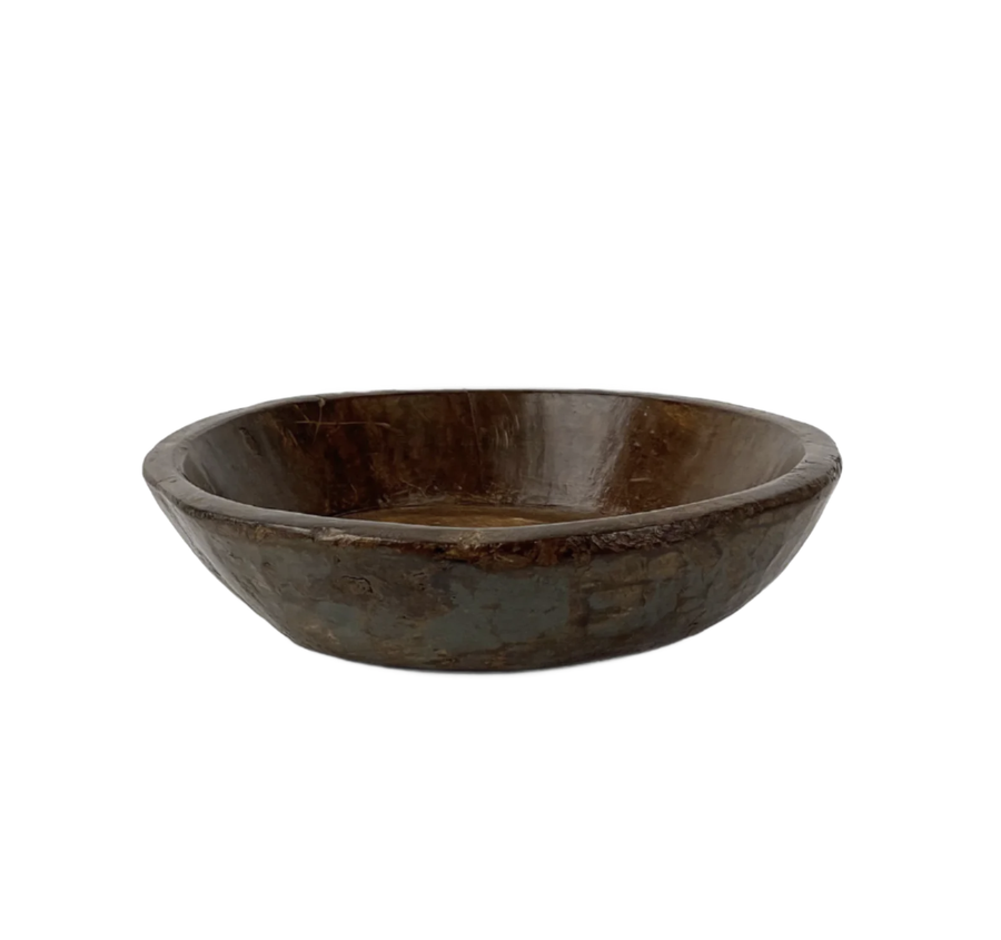 Antique Wooden Chapati Bowl Polished