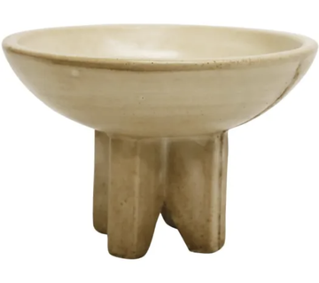 Travertine Look Footed Bowl - Small