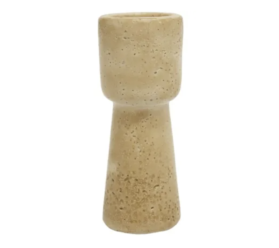 Travertine Look Candle Holder - 15cm