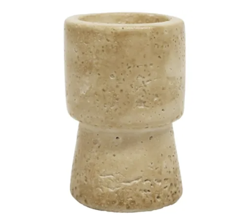 Travertine Look Candle Holder - 9cm